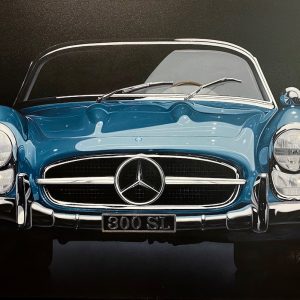 Paolo Brugiolo Mercedes 300 SL Fotorealismus blauer Mercedes frontal